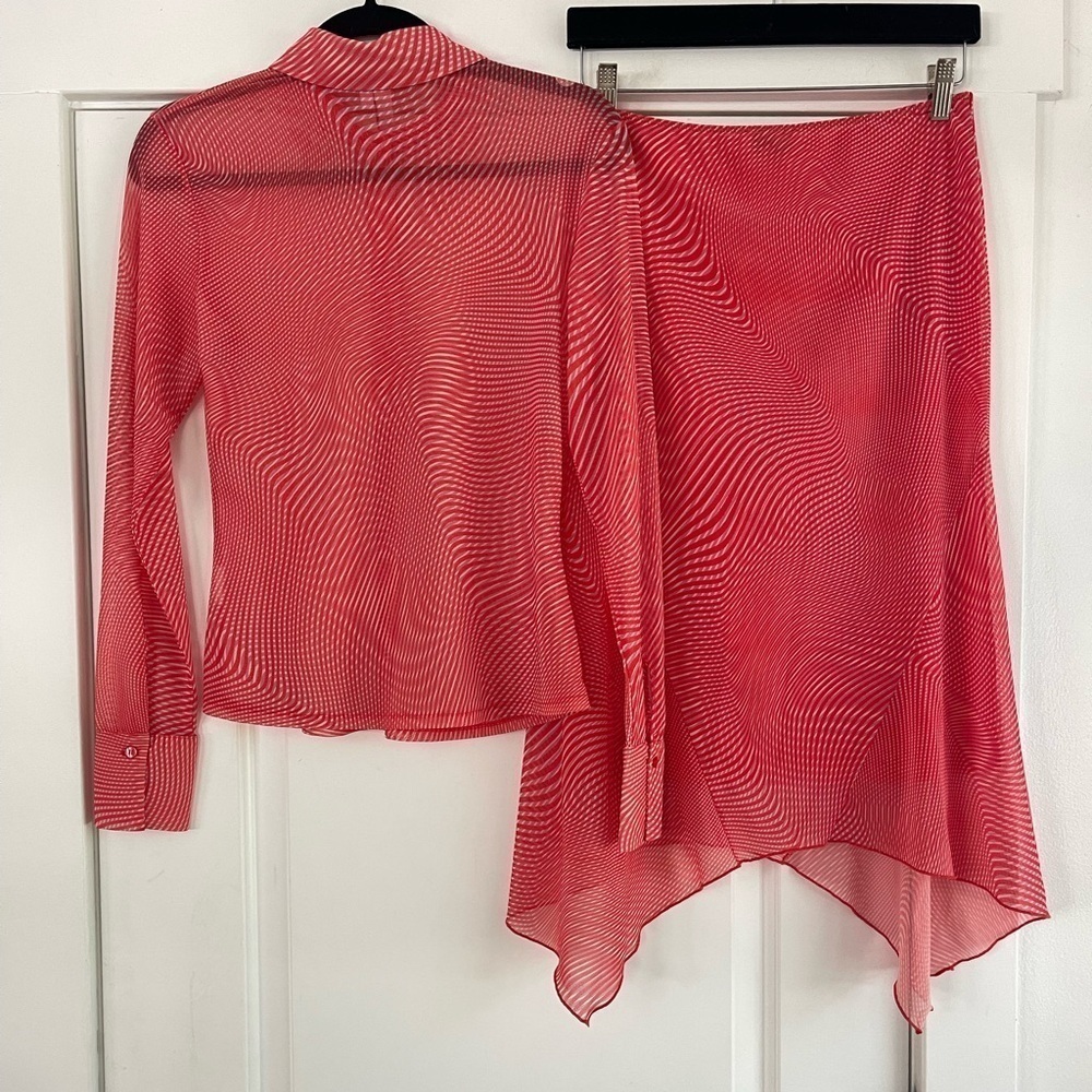 & Other Stories Mesh Skirt/Top Set in Red Wavy Print - XS/S - Picture 4 of 4